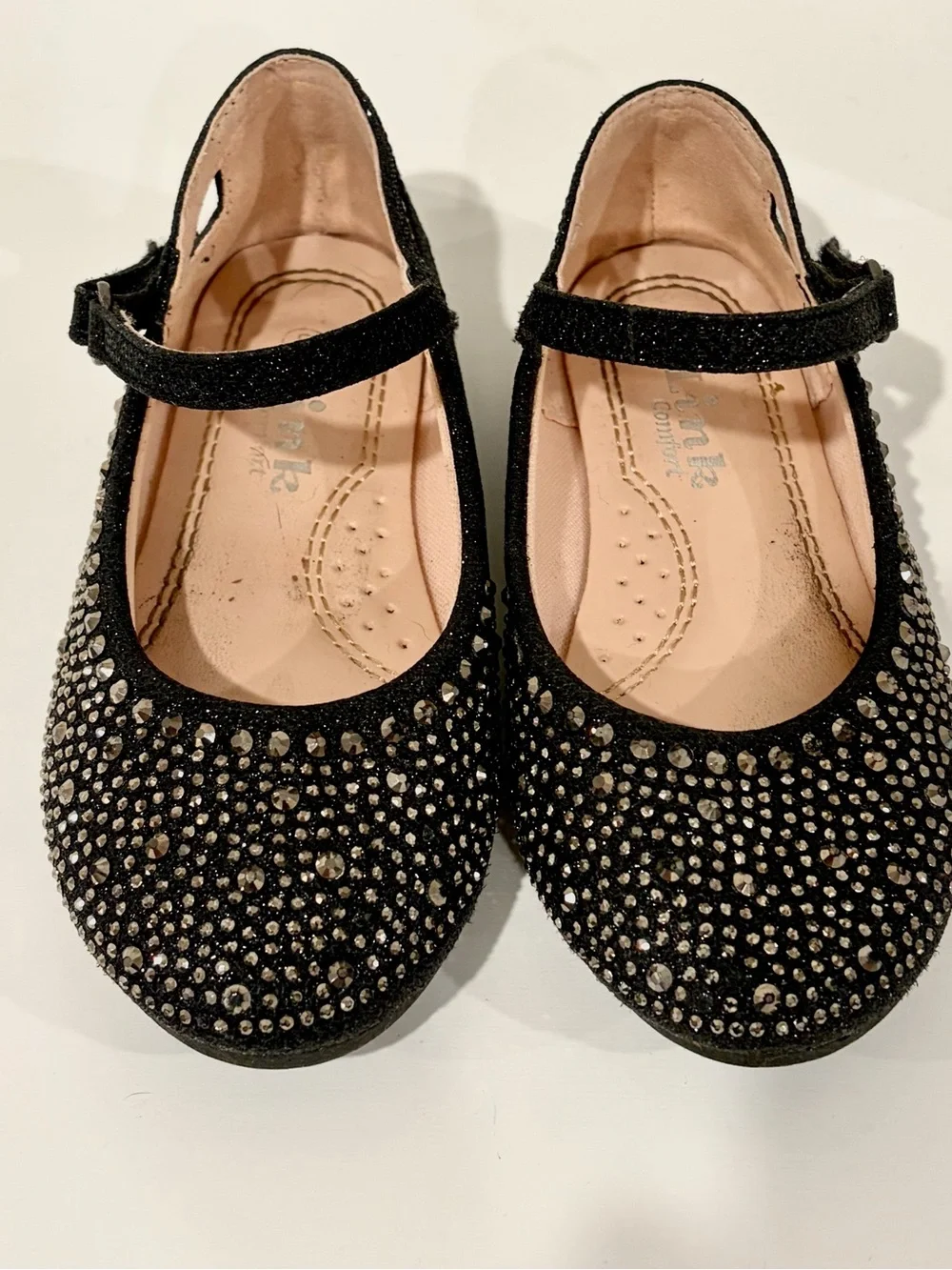 Black Rhinestone Mary Jane Dress Shoes  velcro buckle Girls Toddler size 8
